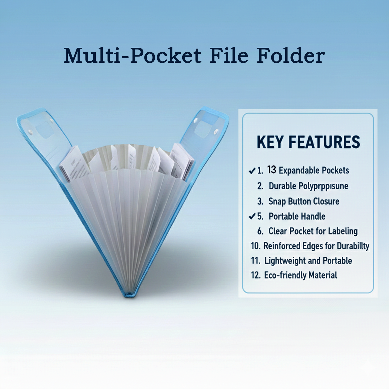 13 Pocket Document File Folder with Handle The Morsignaturekarts