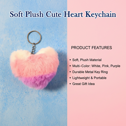 Soft Plush Cute Heart Keychain - 1 Pc The Morsignaturekarts