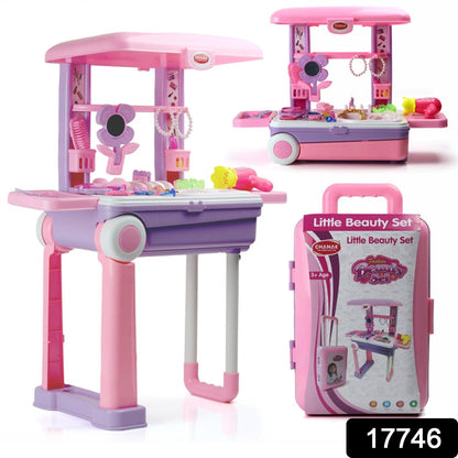 Big Beauty Set Suitcase On Wheel, The Ultimate Beauty Set On Wheels for Girls, Makeup Kit is Easy to Clean & Use, Portable Beauty Set with 25 Pieces for 3 Years BIS Approved. (Beauty Set Trolley) signaturekarts