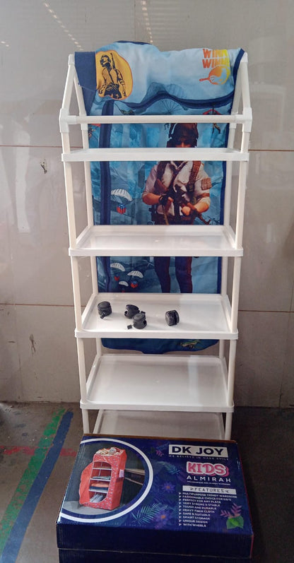 Multi Purpose Foldable Baby Wardrobe / Toy Box 5 Shelves Cartoon Printed Signature kart