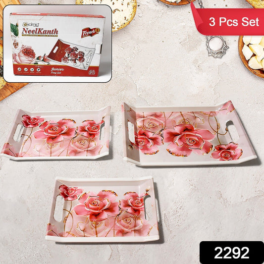 Plastic Rectangular Serving Tray Set – Printed Design Trays for Home & Kitchen signaturekarts