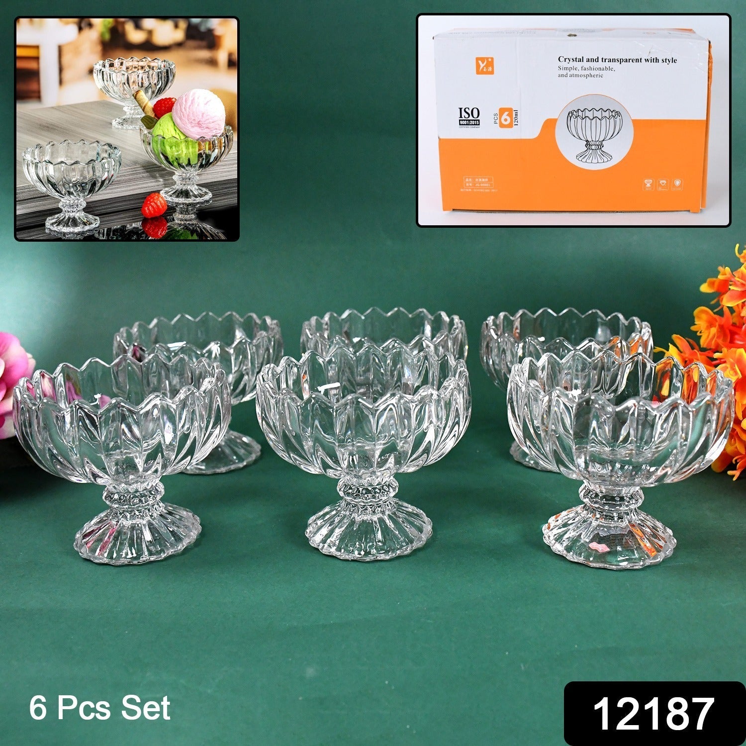 Glass Ice Cream Bowls Glass Dessert Cups for Sundae (6 pcs / 120ml) Signaturekarts