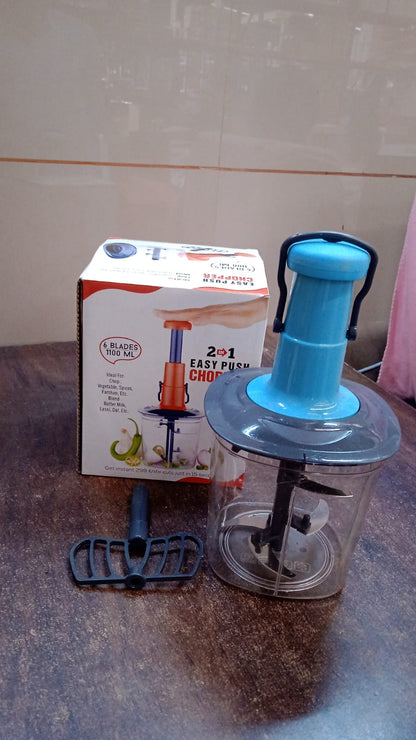 6 Blades Manual Hand-Press Vegetable Chopper (1100 ML / Mix Color) Signature kart