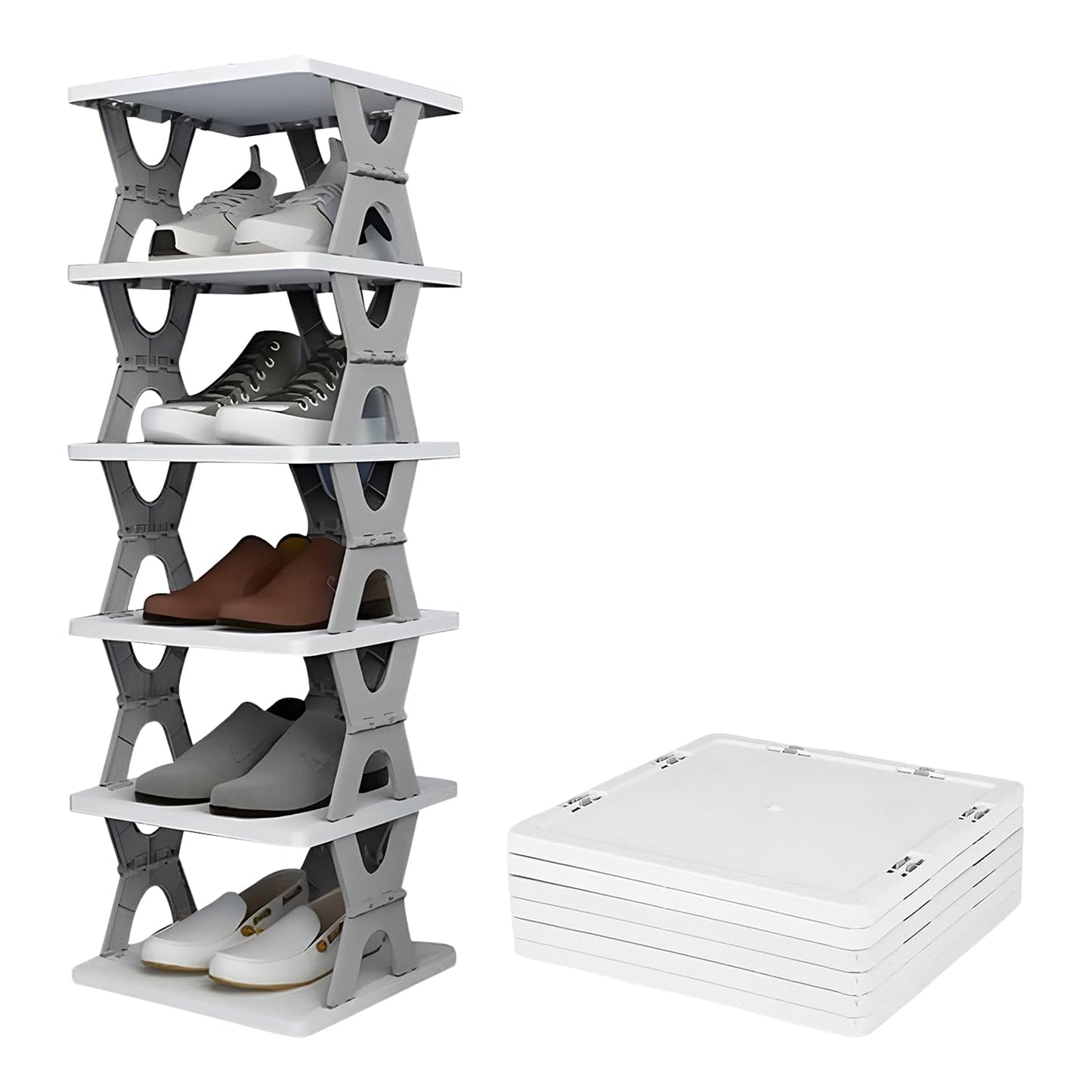 Foldable Shoe Rack (1 Pc, 6 Layers): Space-Saving, Entryway Storage signaturekarts