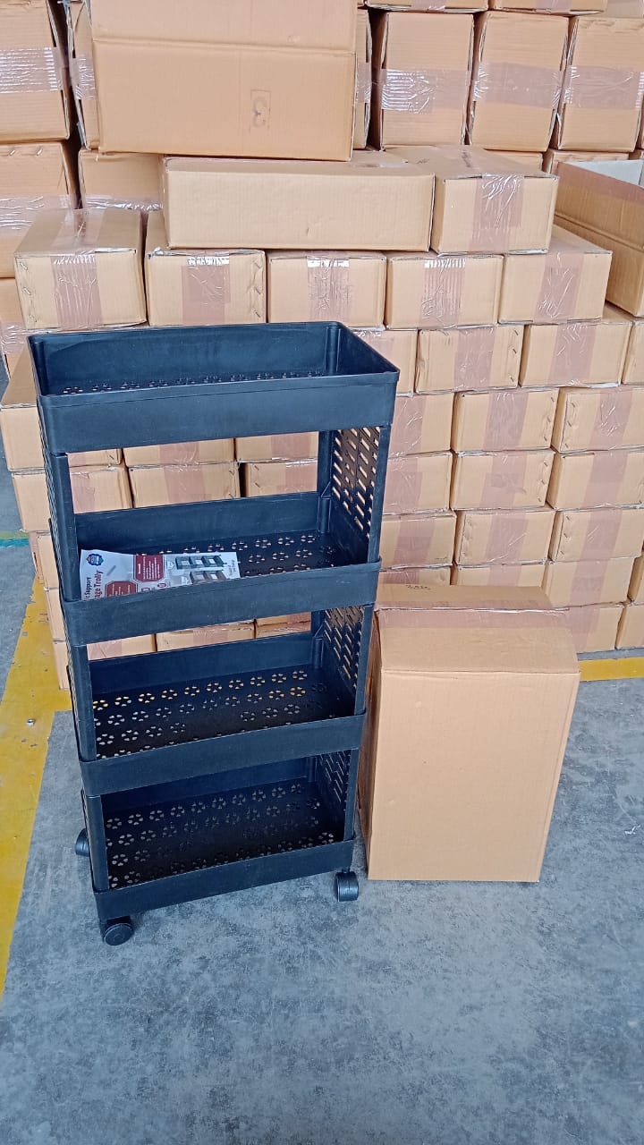 4-Layer Plastic Storage Rack with Wheels Signature Kart