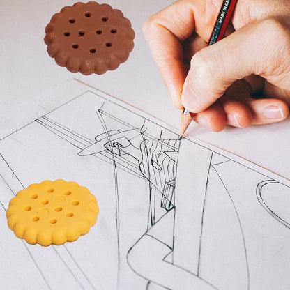 Biscuit-Shaped Erasers – Fun Rubber Stationery for Kids (6 Pcs Set) signaturekarts