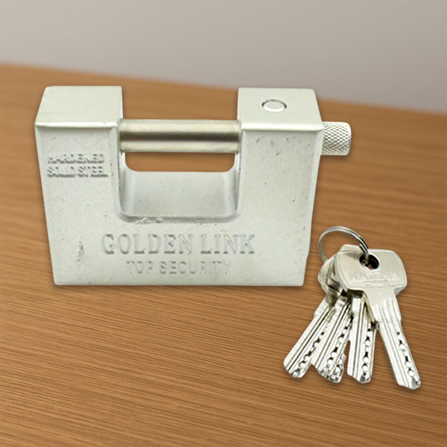 94mm Stainless Steel Padlock: Rectangular, Hardened Steel, 5 Keys signaturekarts