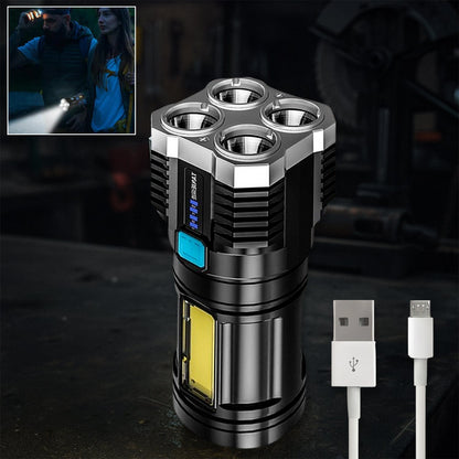 Rechargeable 4-LED Torch Light with 800 Lumens for Outdoor Use signaturekarts