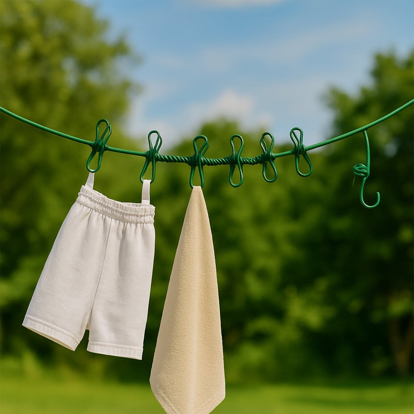 Elastic Cloth Drying Rope with 12 Metal Clip Portable Clothes line For Home & Travel signaturekarts