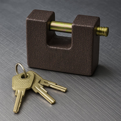 Iron lock, Brass Core and Thickened Spray Black Iron Door Lock With 5 pc Keys for Home Dormitory, Waterproof Antirust Anti-theft locks Outdoor Gate Shed Locks Warehouse Big Iron Door Drawer Lock (63 mm ) signaturekarts