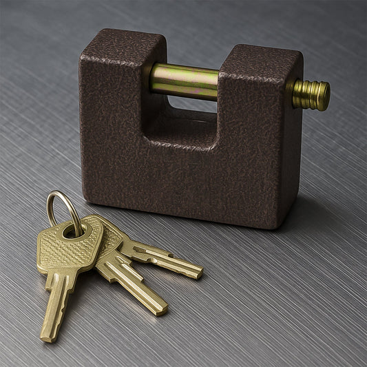 Iron lock, Brass Core and Thickened Spray Black Iron Door Lock With 5 pc Keys for Home Dormitory, Waterproof Antirust Anti-theft locks Outdoor Gate Shed Locks Warehouse Big Iron Door Drawer Lock (63 mm ) signaturekarts