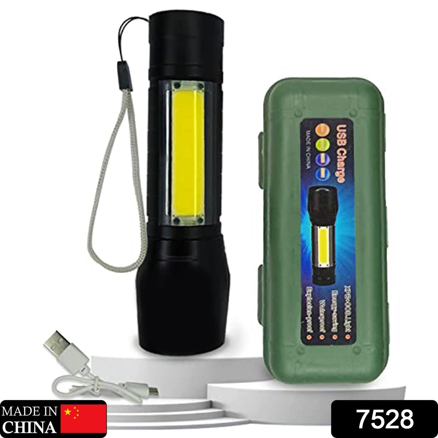 Mini Search Rechargeable LED Long Range Flashlight Emergency Light Torch Your Brand