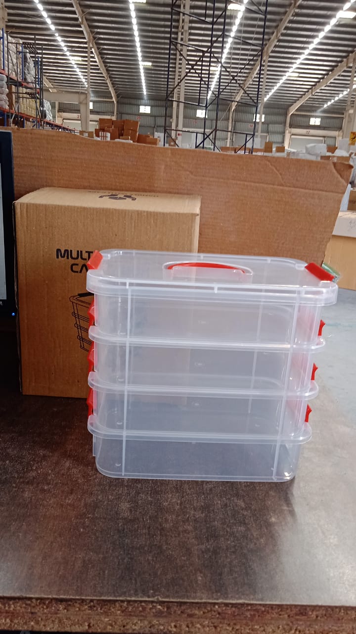 4-Layer Transparent Multipurpose Plastic Storage Box Signature kart