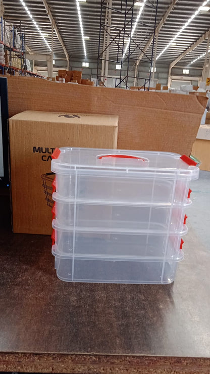 4-Layer Transparent Multipurpose Plastic Storage Box Signature kart