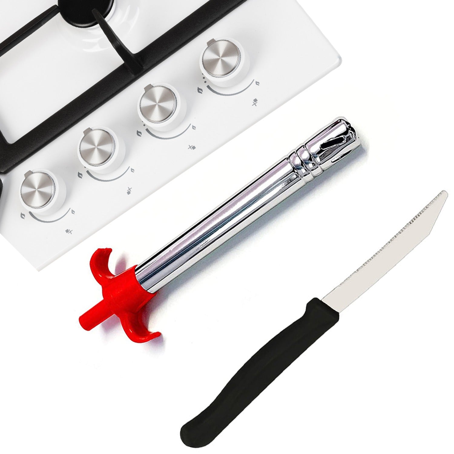 Stainless Steel Electronic Gas Lighter and Knife (2 in 1) signaturekarts