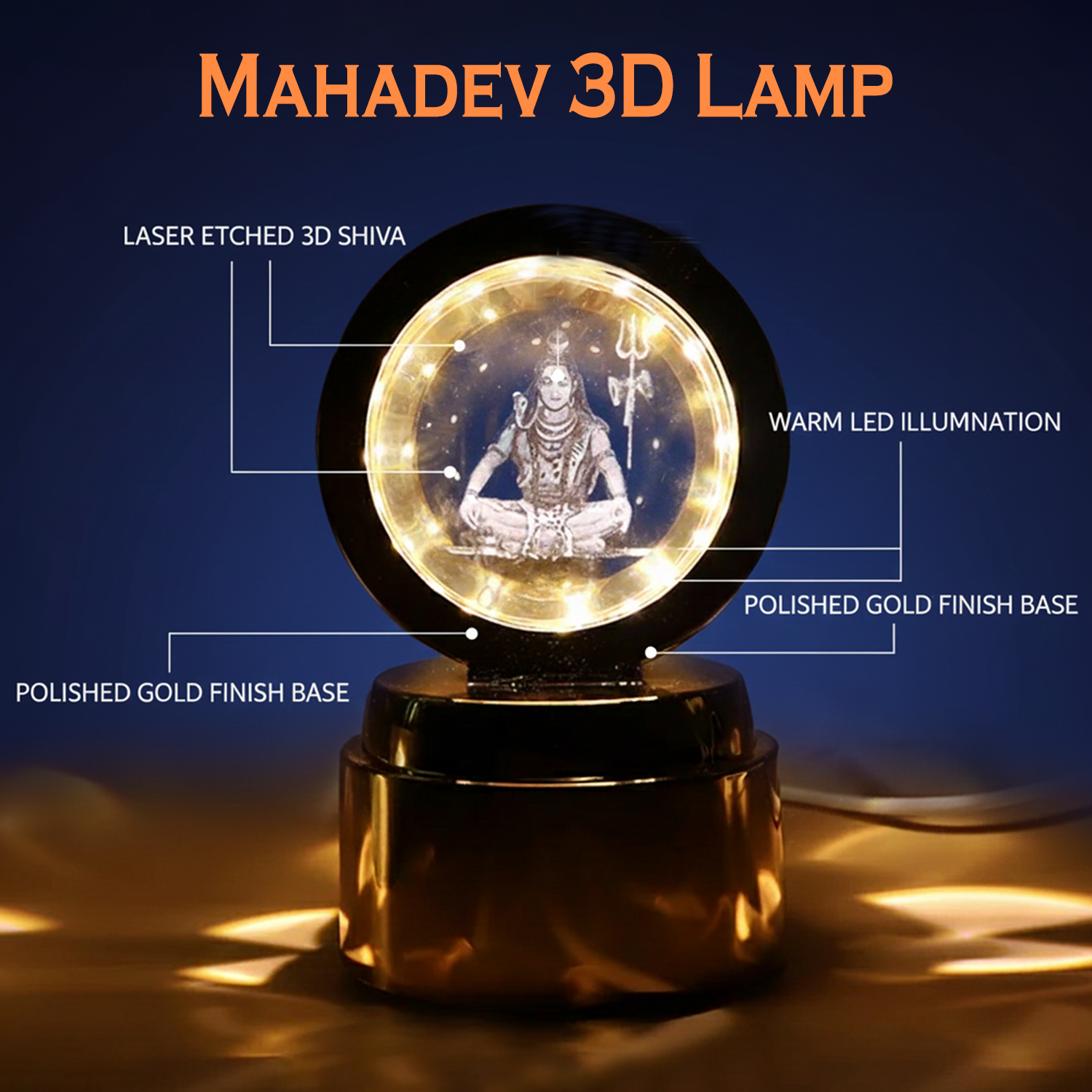 Mahadev 3D Crystal Ball Night Light (1 Pc) The Morsignaturekarts