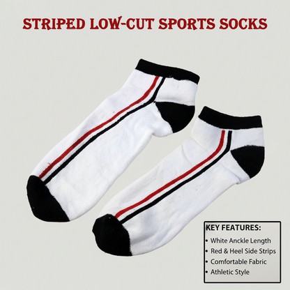 White & Black Striped Low-Cut Sports Socks (1 Pair) The Morsignaturekarts