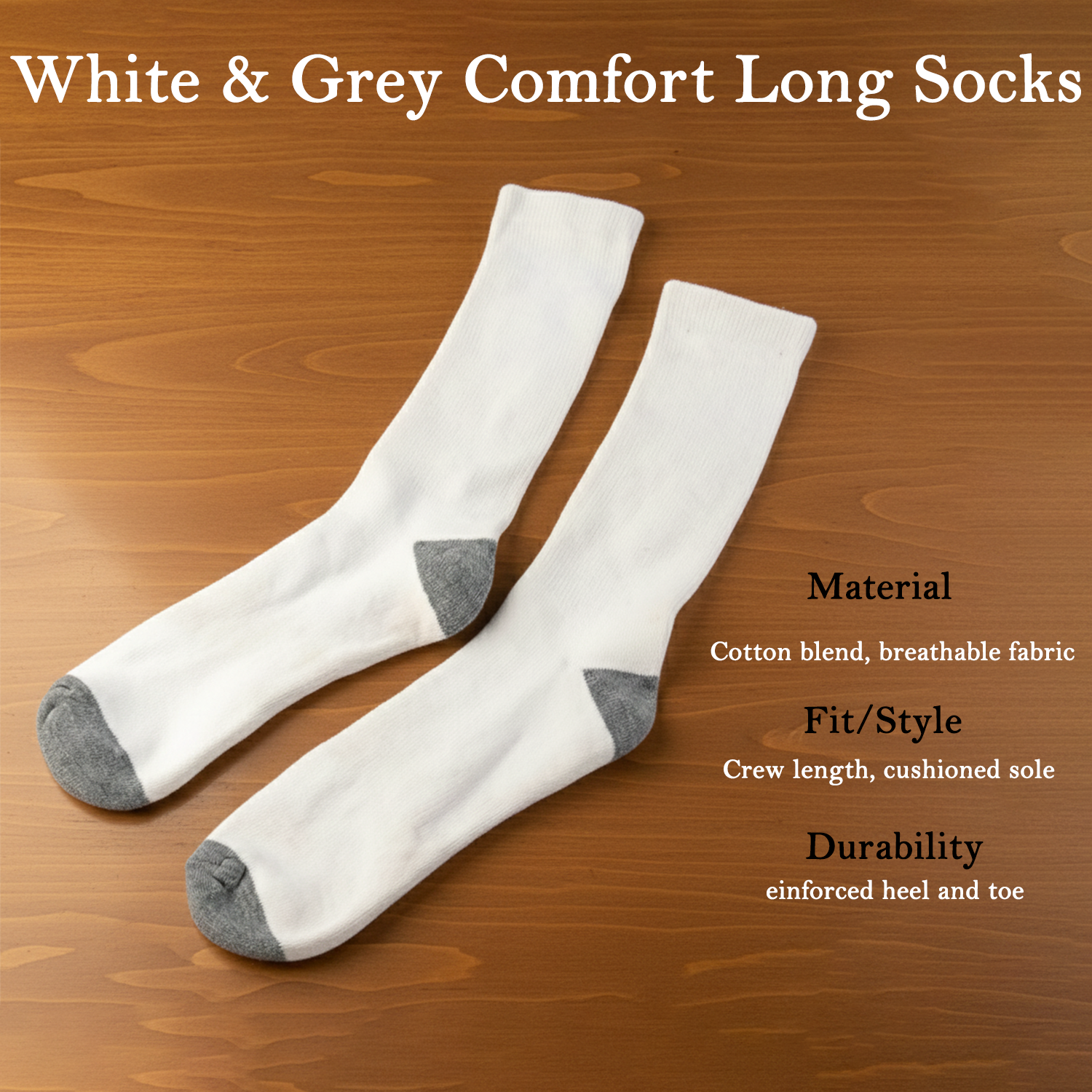 White & Grey Comfort Long Socks (1 Pair) The Morsignaturekarts