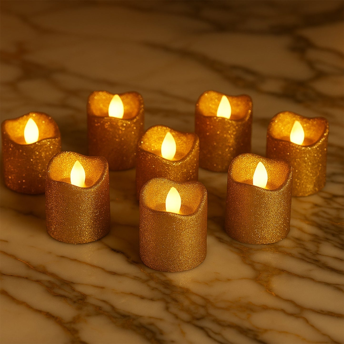 Christmas Premium Glitter LED Tealight Candles (9 Pc Set) The Morsignaturekarts