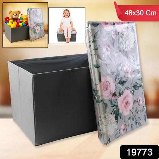 Premium Foldable Storage Box with Floral Lid (1 Pc) signaturekarts