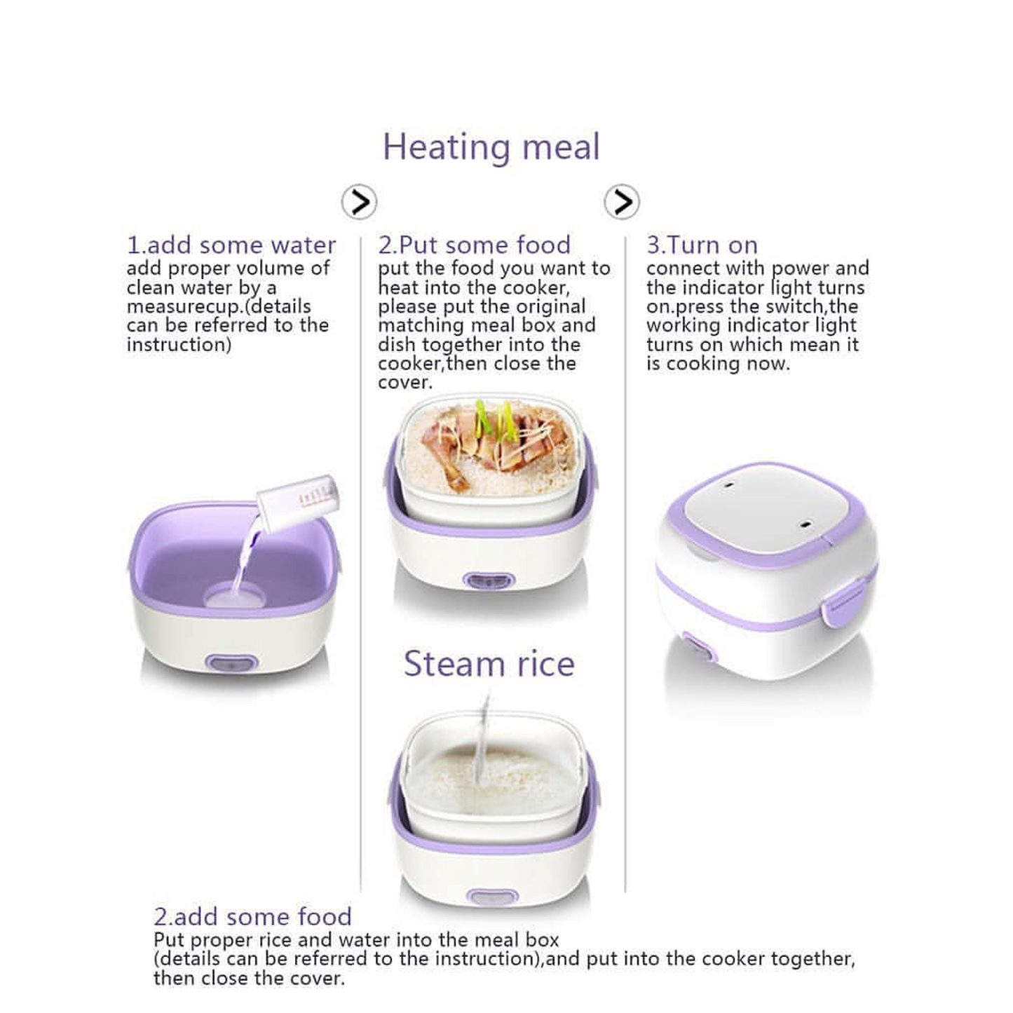 Electric Lunch Box Portable Food Warmer Food Heating Lunch Box  for Car, Truck, office signaturekarts