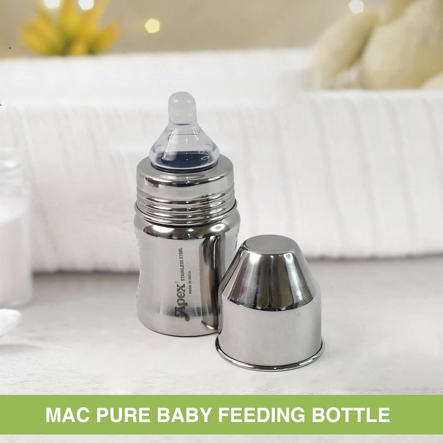 Apex Premium Stainless Steel Baby Feeding Bottle (125 ML / 1 Pc) signaturekarts