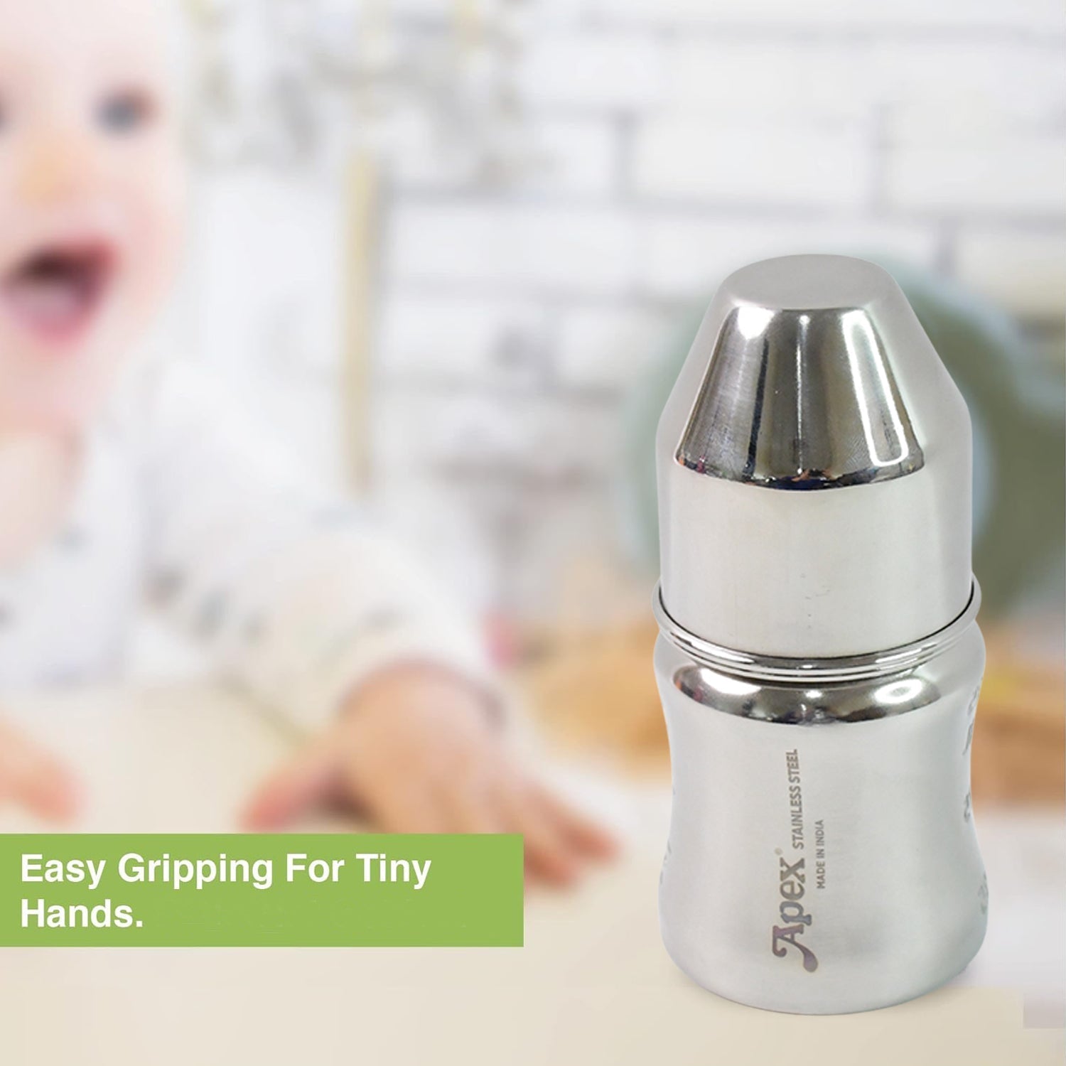 Apex Premium Stainless Steel Baby Feeding Bottle (125 ML / 1 Pc) signaturekarts