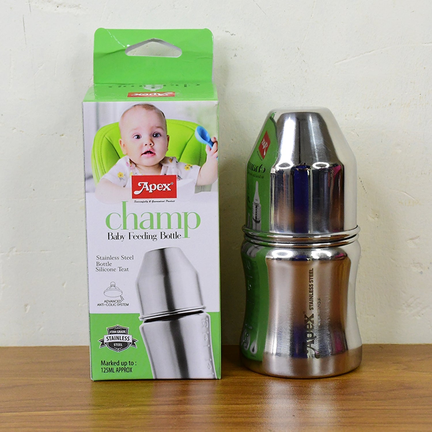 Apex Premium Stainless Steel Baby Feeding Bottle (125 ML / 1 Pc) signaturekarts