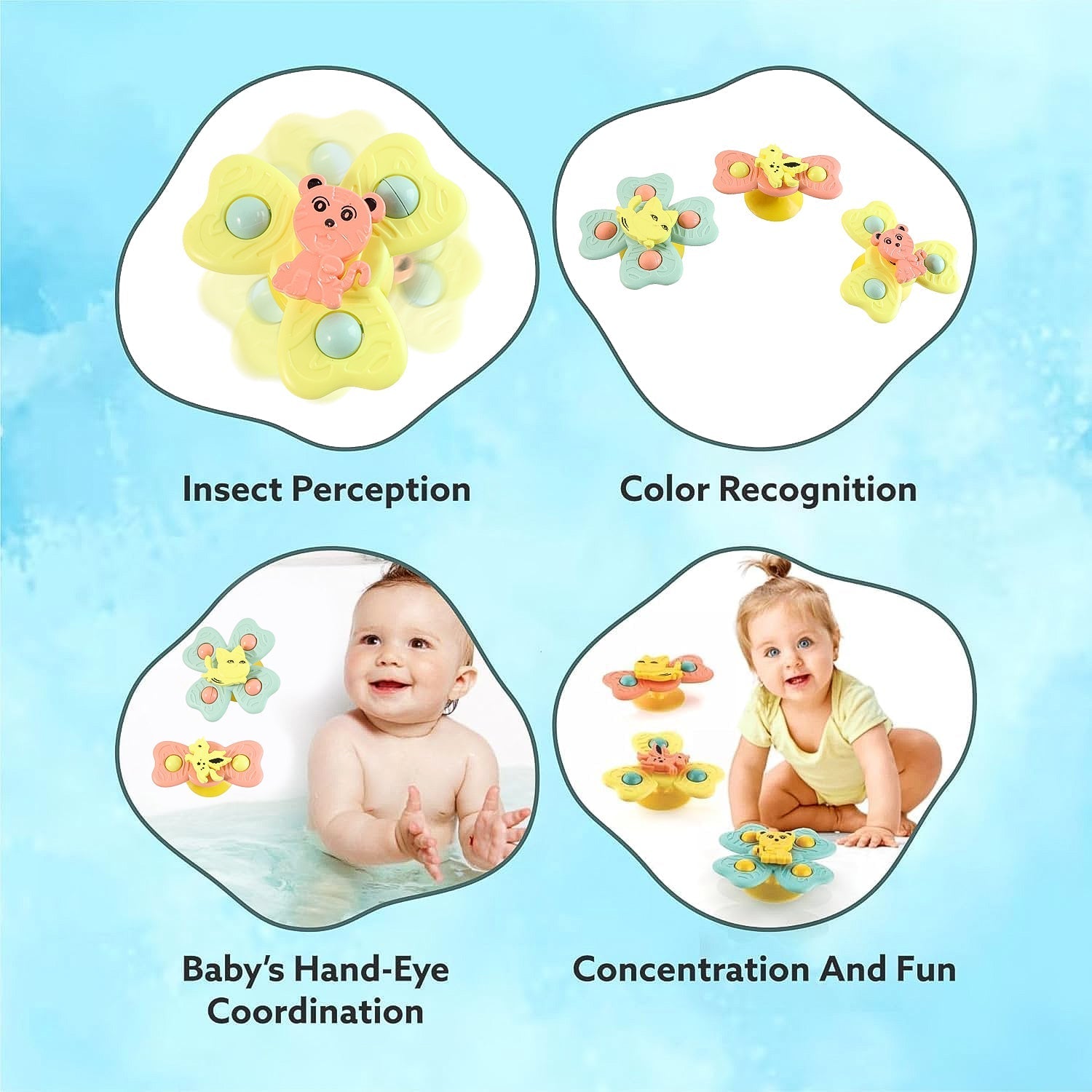 Buzzy Baby Spinner Toy Set – Suction Cup Spinning Toys (3 Pc Set) The Morsignaturekarts