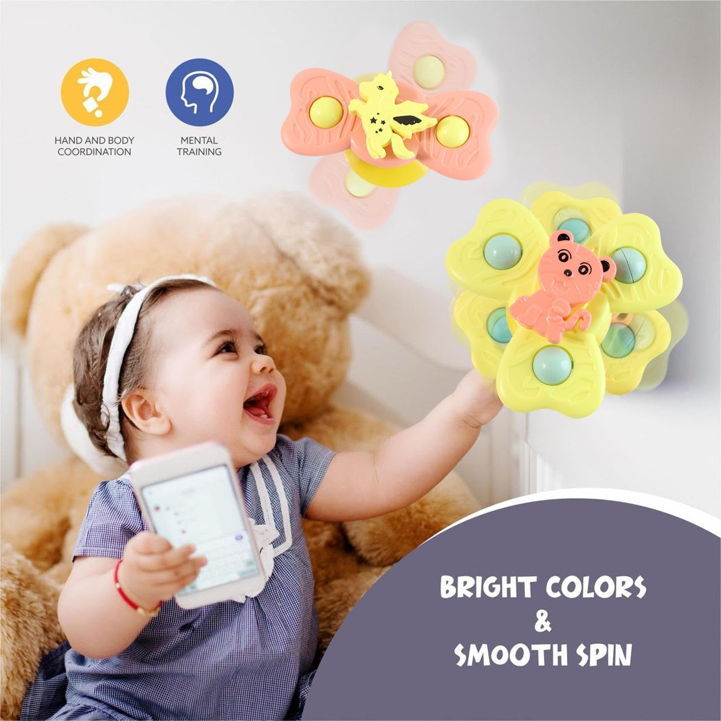Buzzy Baby Spinner Toy Set – Suction Cup Spinning Toys (3 Pc Set) The Morsignaturekarts