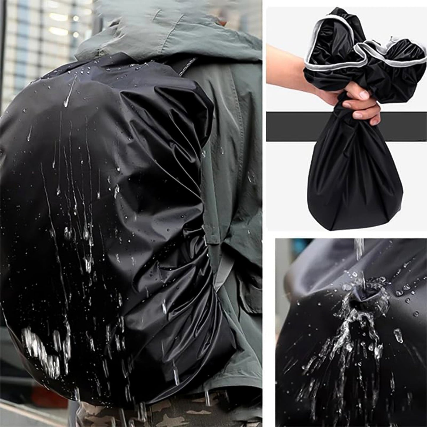 Waterproof Nylon Backpack Rain Cover with Elastic Fit (1 Pc) signaturekarts