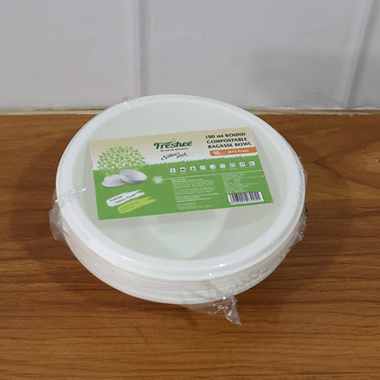 Freshee 180 ml Round Compostable Bagasse Bow (10 Pc) signaturekarts