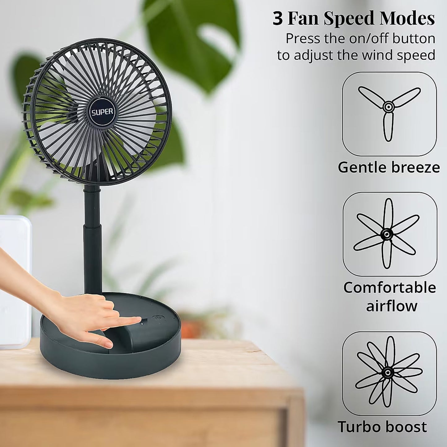 Rechargeable Desktop Table Fan Mobile Phone Holder (1 Pc) The Morsignaturekarts
