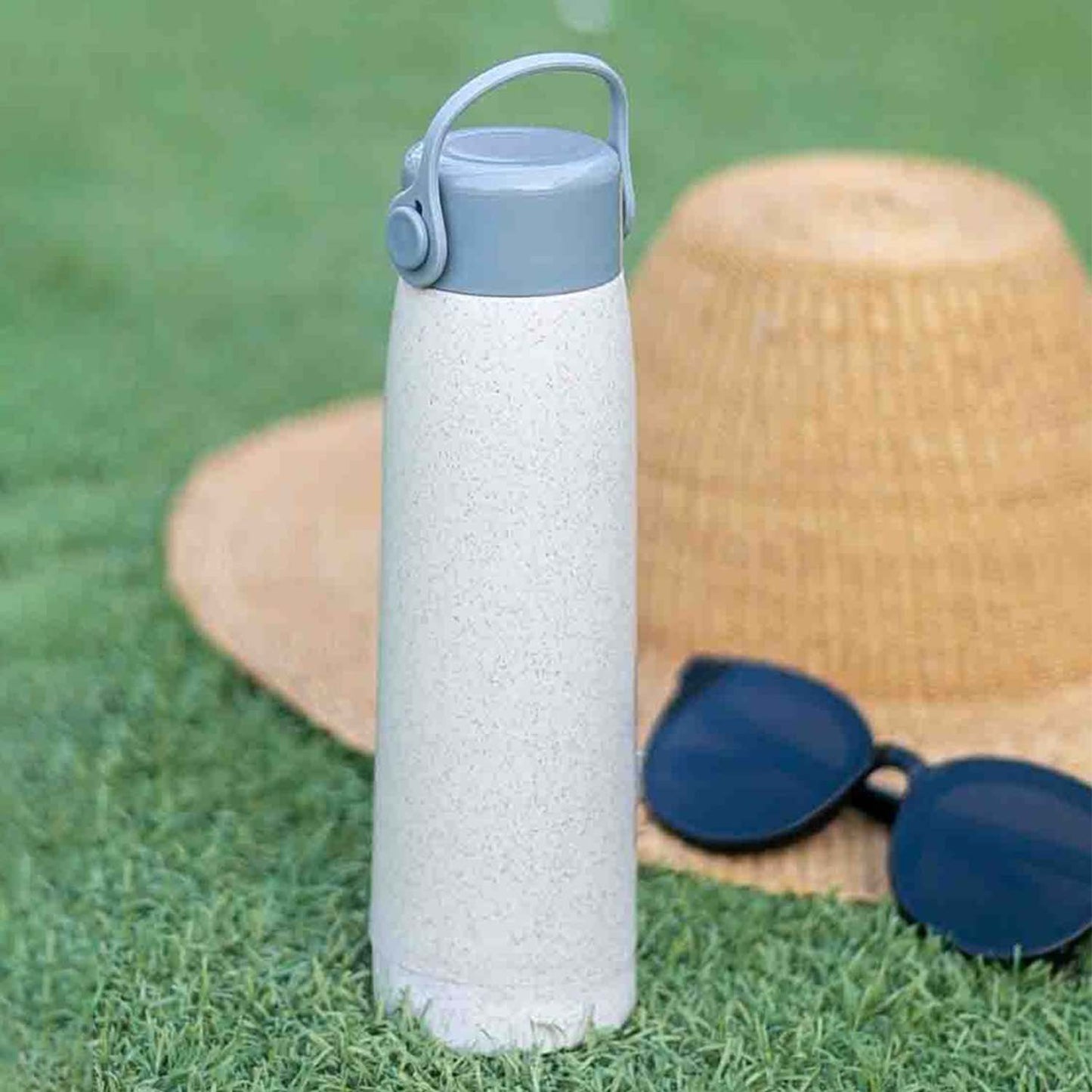 Creative Wheat Glass Water Bottle with Phone Holder (380ml) signaturekarts