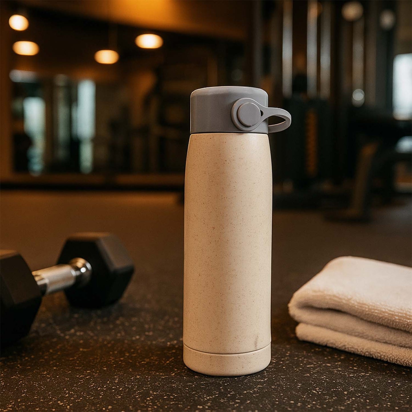 Creative Wheat Glass Water Bottle with Phone Holder (380ml) signaturekarts