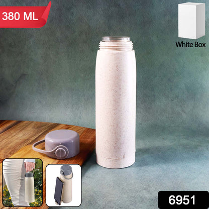 Creative Wheat Glass Water Bottle with Phone Holder (380ml) signaturekarts