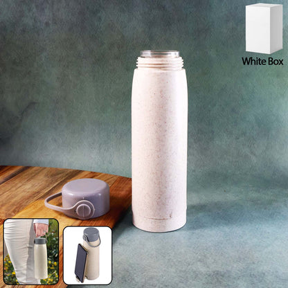 Creative Wheat Glass Water Bottle with Phone Holder (380ml) signaturekarts