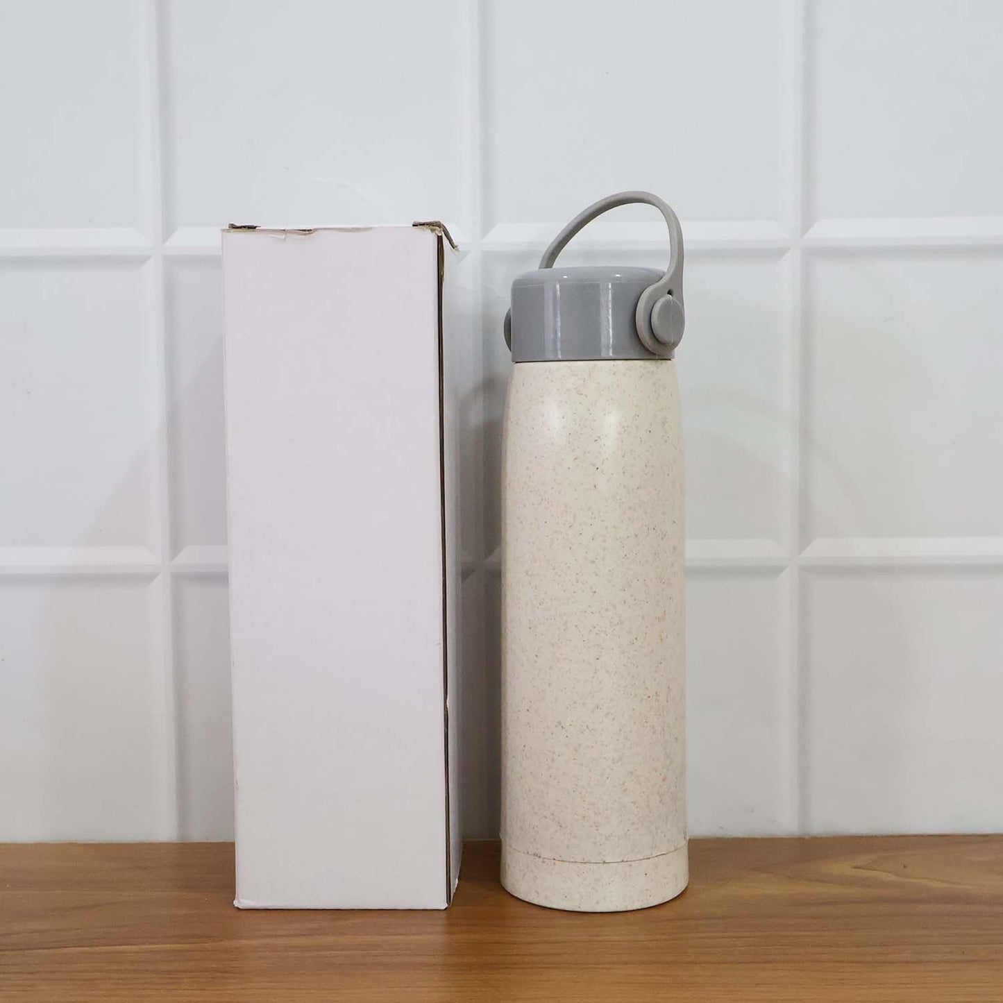 Creative Wheat Glass Water Bottle with Phone Holder (380ml) signaturekarts