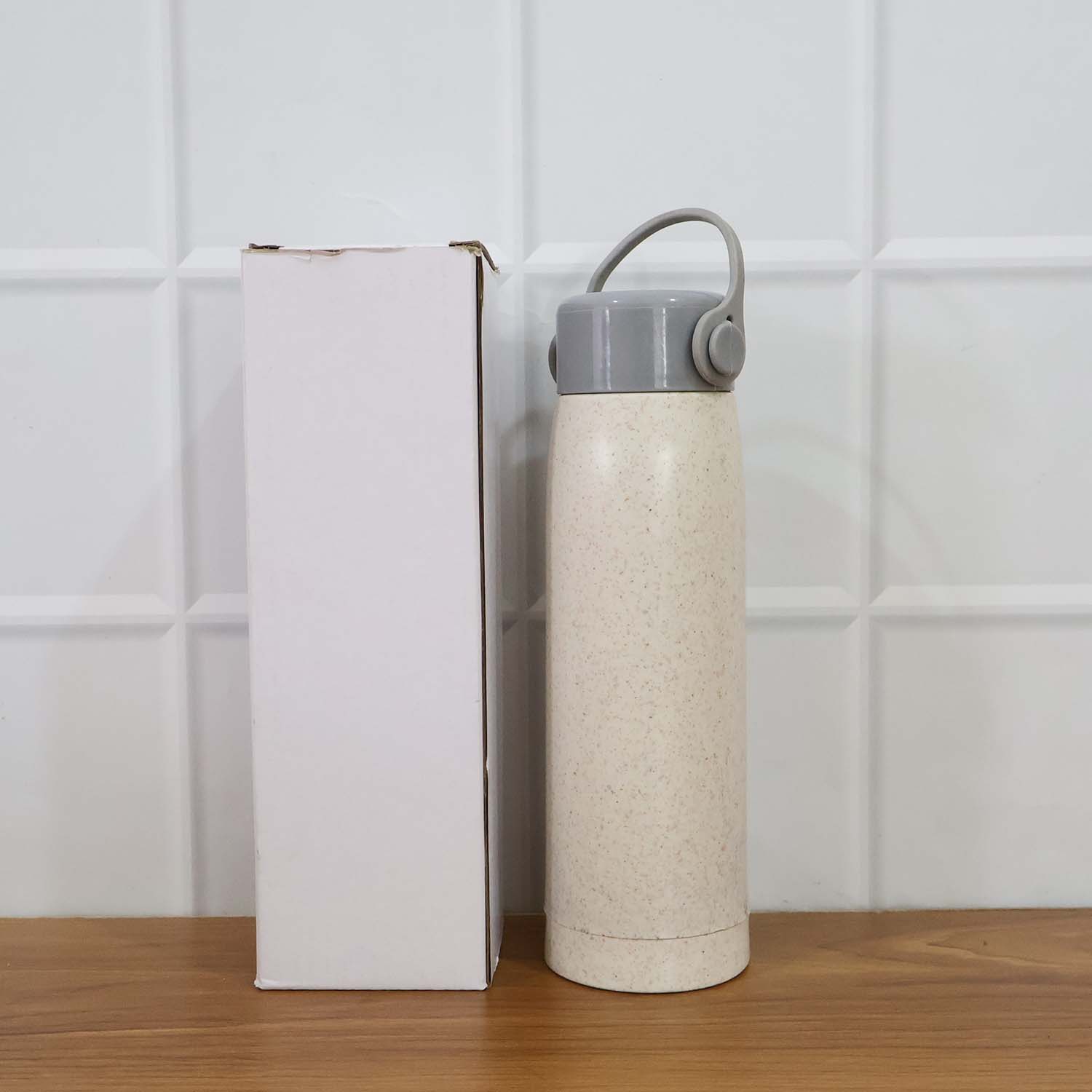 Creative Wheat Glass Water Bottle with Phone Holder (380ml) signaturekarts