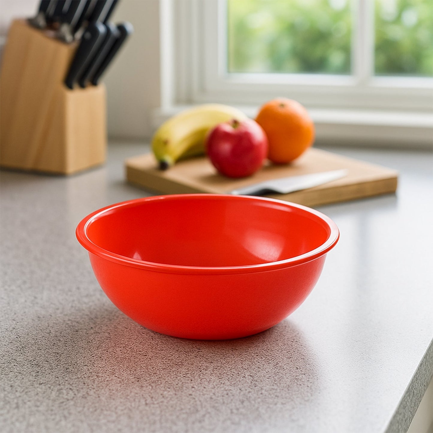 Plastic 6 Inch Red Round Deep Serving Bowl (1 Pc) signaturekarts