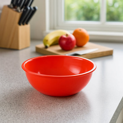 Plastic 6 Inch Red Round Deep Serving Bowl (1 Pc) signaturekarts