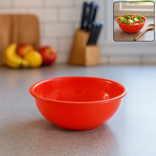 Plastic 6 Inch Red Round Deep Serving Bowl (1 Pc) signaturekarts