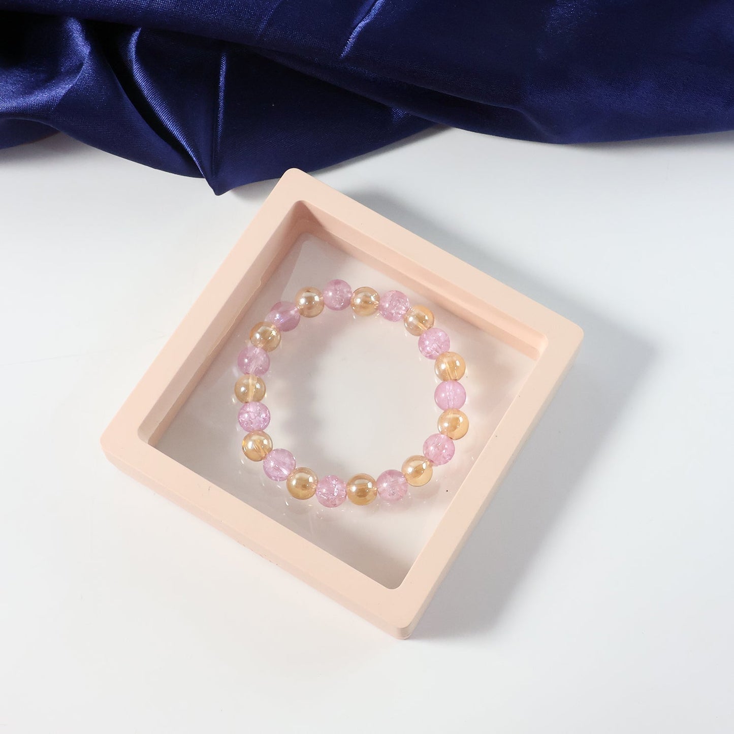 Elegant Pink Crystal Beaded Stretch Bracelet (1 Pc) The Morsignaturekarts