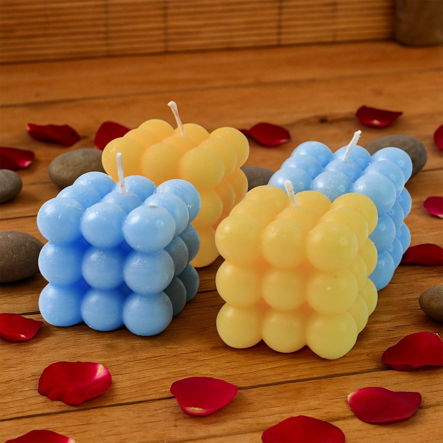 Colorful Cube Shaped Wax Candles (4 Pc) signaturekarts