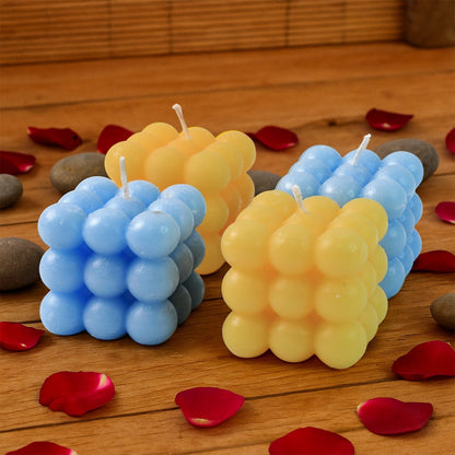 Colorful Cube Shaped Wax Candles (4 Pc) signaturekarts