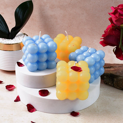 Colorful Cube Shaped Wax Candles (4 Pc) signaturekarts