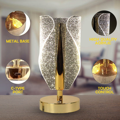 Luxury Crystal Table Lamp with USB Charging (1 Pc) signaturekarts
