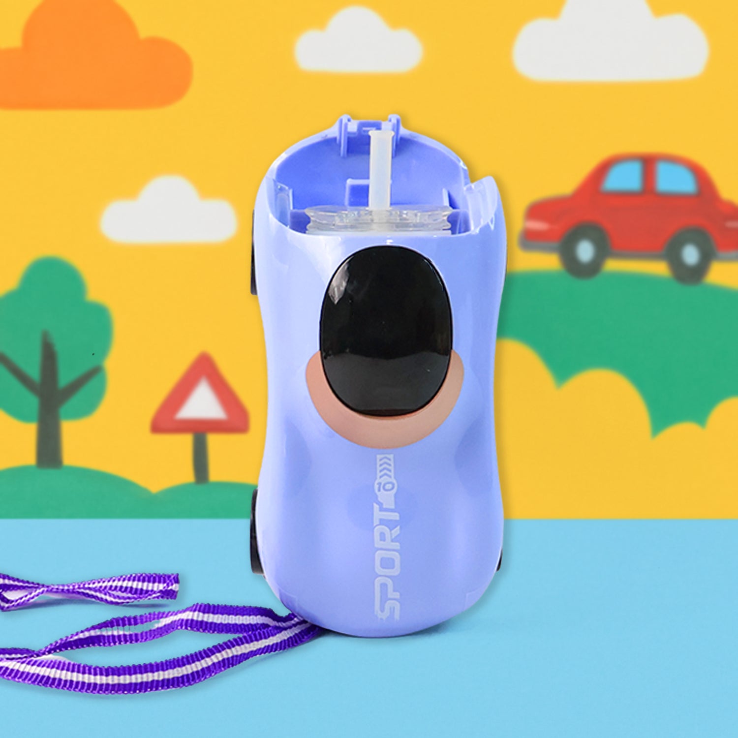 Car Shape Water Bottle with Built-in Straw 280ml (1 Pc) signaturekarts