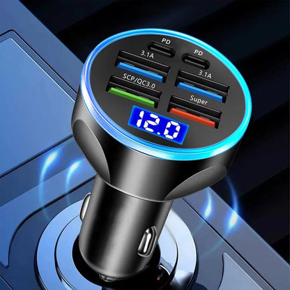 Multi-Port Fast Car Charger for 12V/24V Vehicles – 4-USB Smart Adapter signaturekarts
