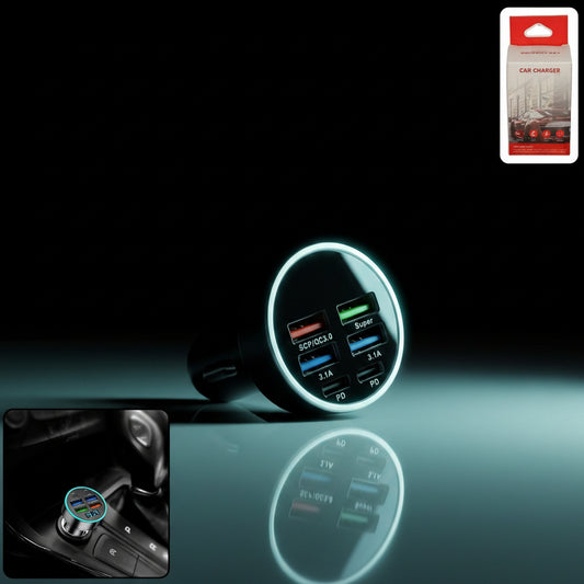 Multi-Port Fast Car Charger for 12V/24V Vehicles – 4-USB Smart Adapter signaturekarts